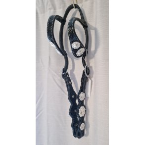 Svart showhodelag med hvite conchos